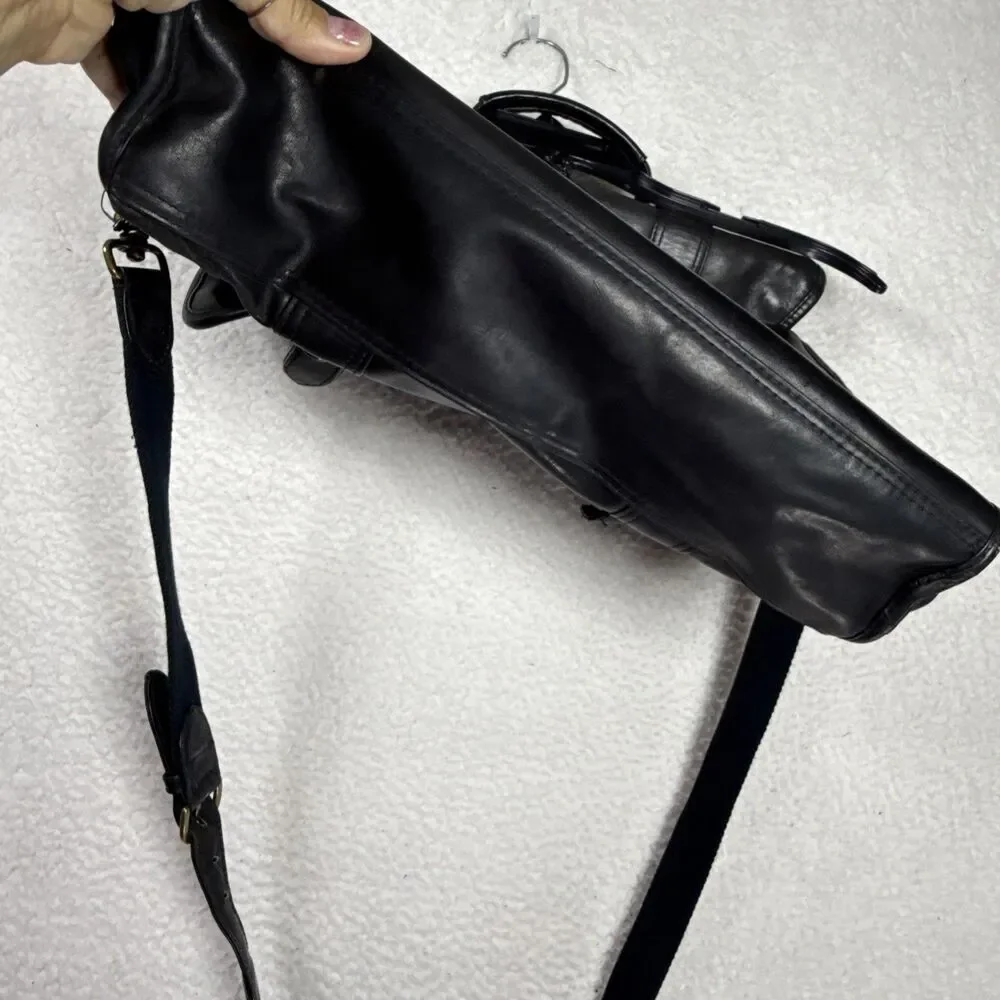 (B7) Tumi Dakota Briefcase Mens Large Black Leather Satchel Messenger Bag
